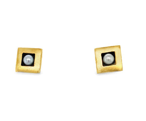 Ohrstecker Silber Gold 900 8mm Perle - O27