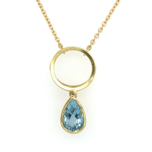 Anhänger Gold 750 Aquamarin Cabochon 1.8 ct  mit Kette -  C22