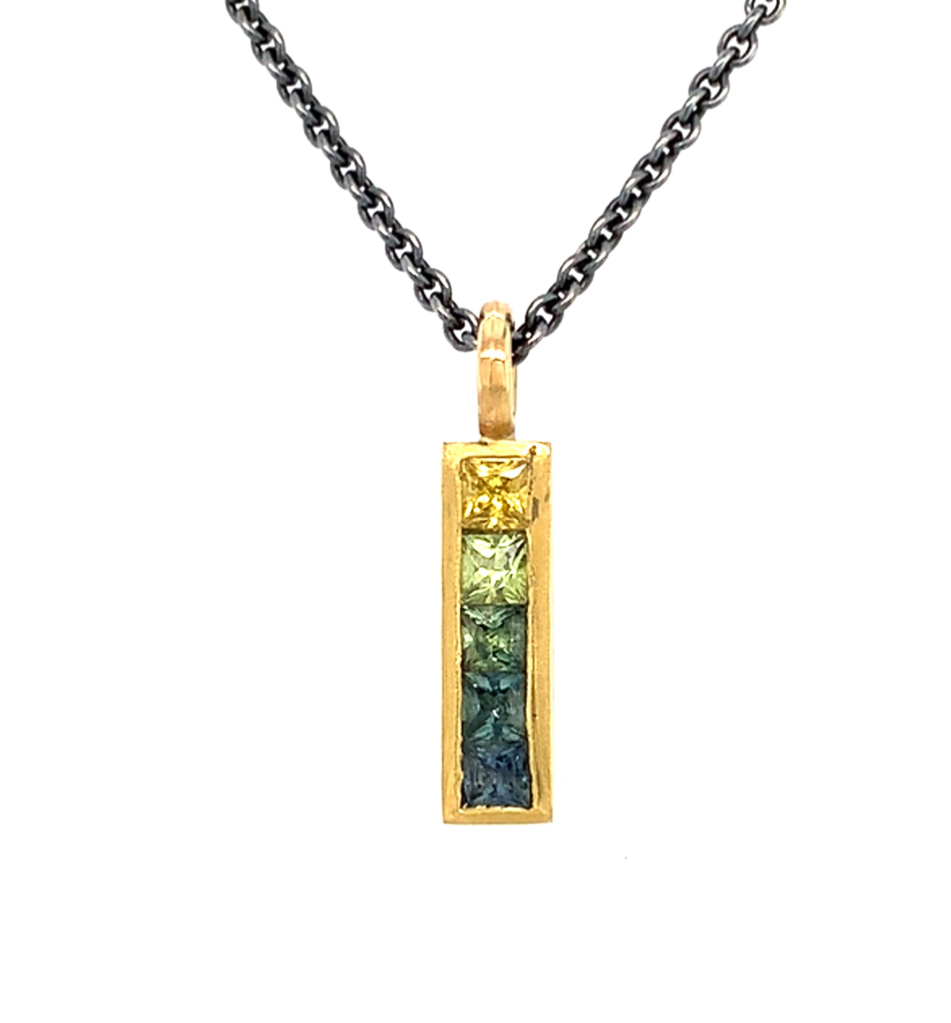 Anhänger Silber 925 Gold 900 Safir facettiert -  C56