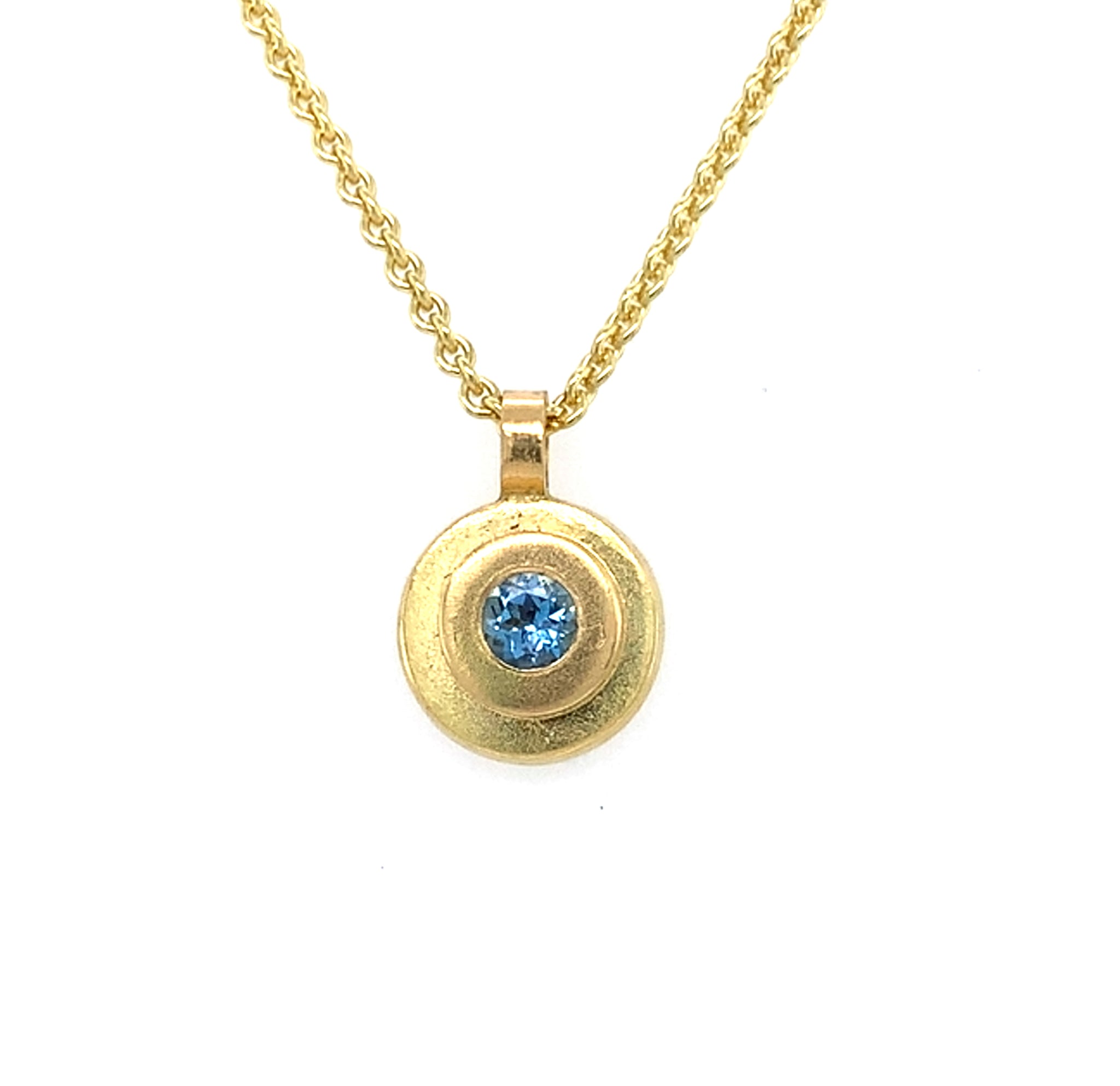 Anhänger Gold 750 Ø 10 Aquamarin Brillant 0.02ct -  C58