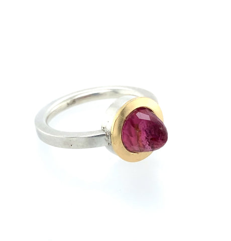 Ring Silber Gold 750 Turmalin facettiert - R123