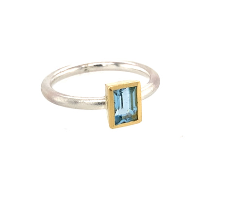 Ring Silber Gold 750 Aquamarin - R181