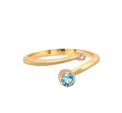 Ring Gold 750 Topas facettiert Brillant 0.025ct - R189