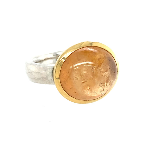 Ring Silber 925 Gold 750 Mandaringranat Cabochon 15.4 ct - R190