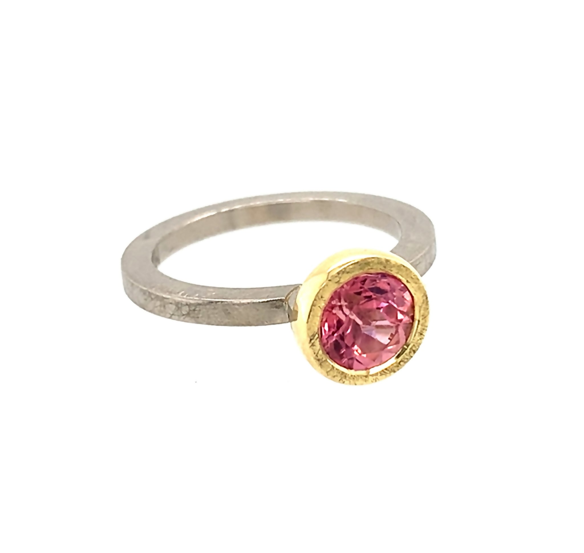 Ring Weißgold Gelbgold 750 Turmalin facettiert 1.1 ct - R70