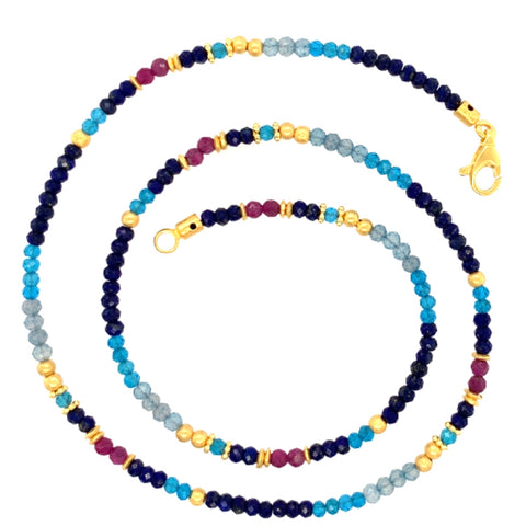 Collier Lapis Apatit Rubin Silber vergoldet - S30