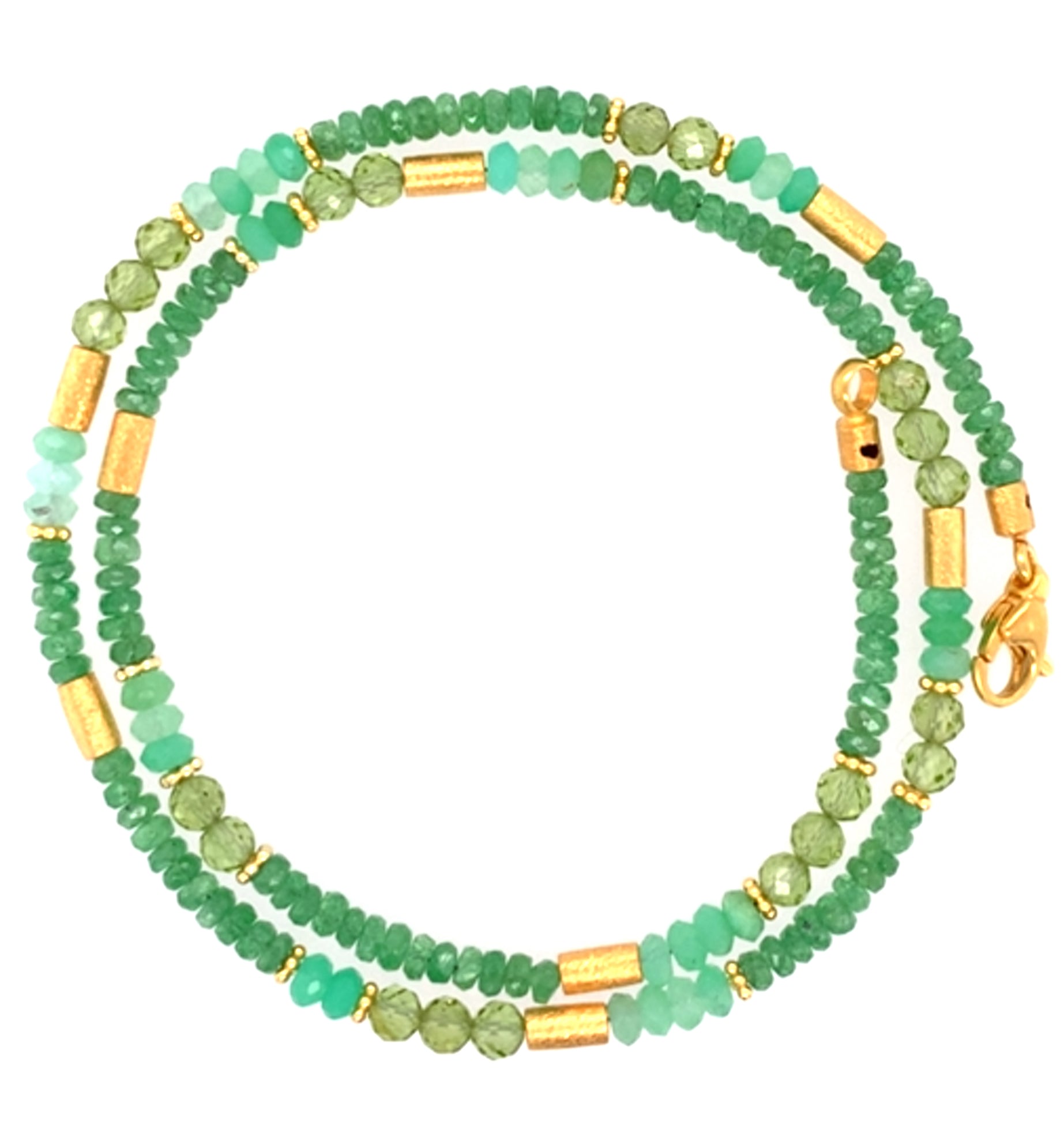 Collier Spinell Chrysopras Peridot Silber vergoldet 999 - S63