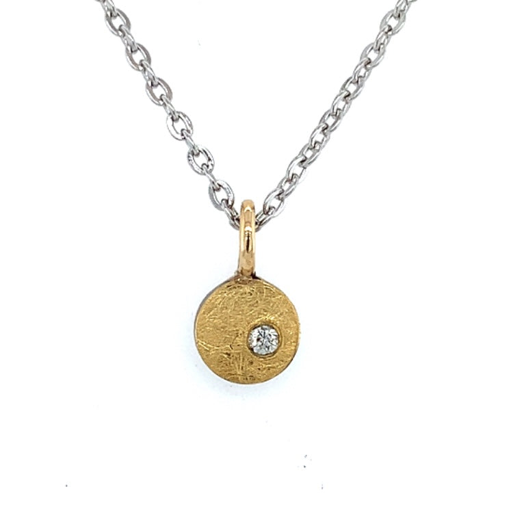 Anhänger Silber Feingold  Ø 7 mm Brillant 0.03 ct - C11