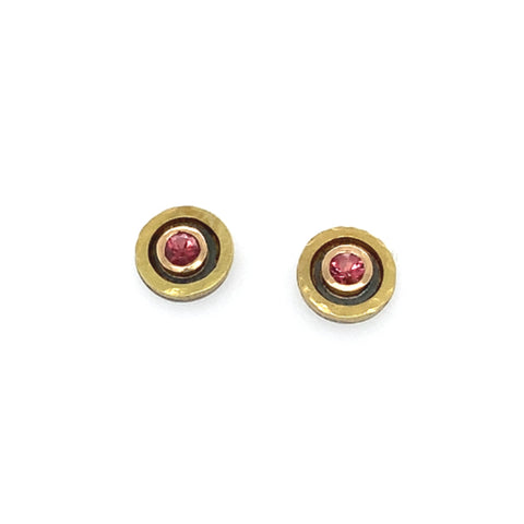 Ohrstecker Silber Gold 750 Turmalin 3mm facettiert - O16