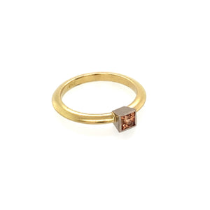 Ring Silber Gold und Weißgold 750 Safir carré facettiert  - R166