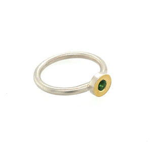 Ring Silber Gold 900 Chromturmalin facettiert - R50