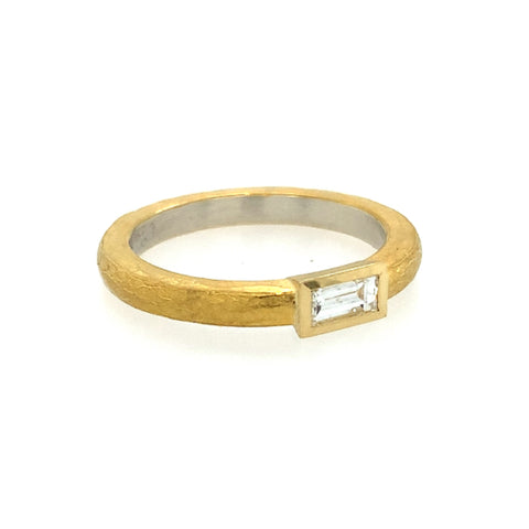 Ring Silber Gold 999  Diamant baguette 0.12 ct - R26