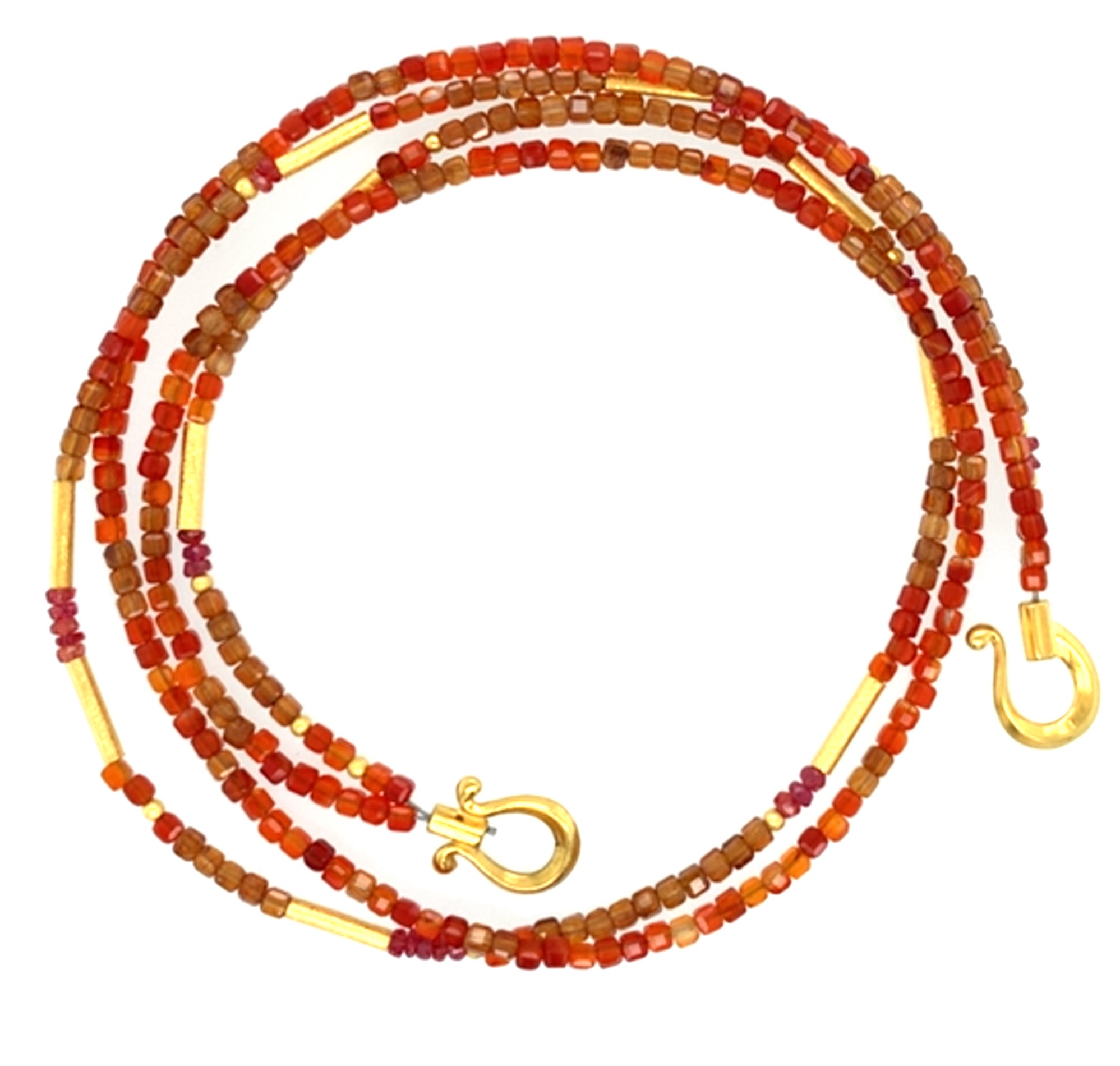 Collier Hessonit Rubin Carneol Silber vergoldet 999 - S65