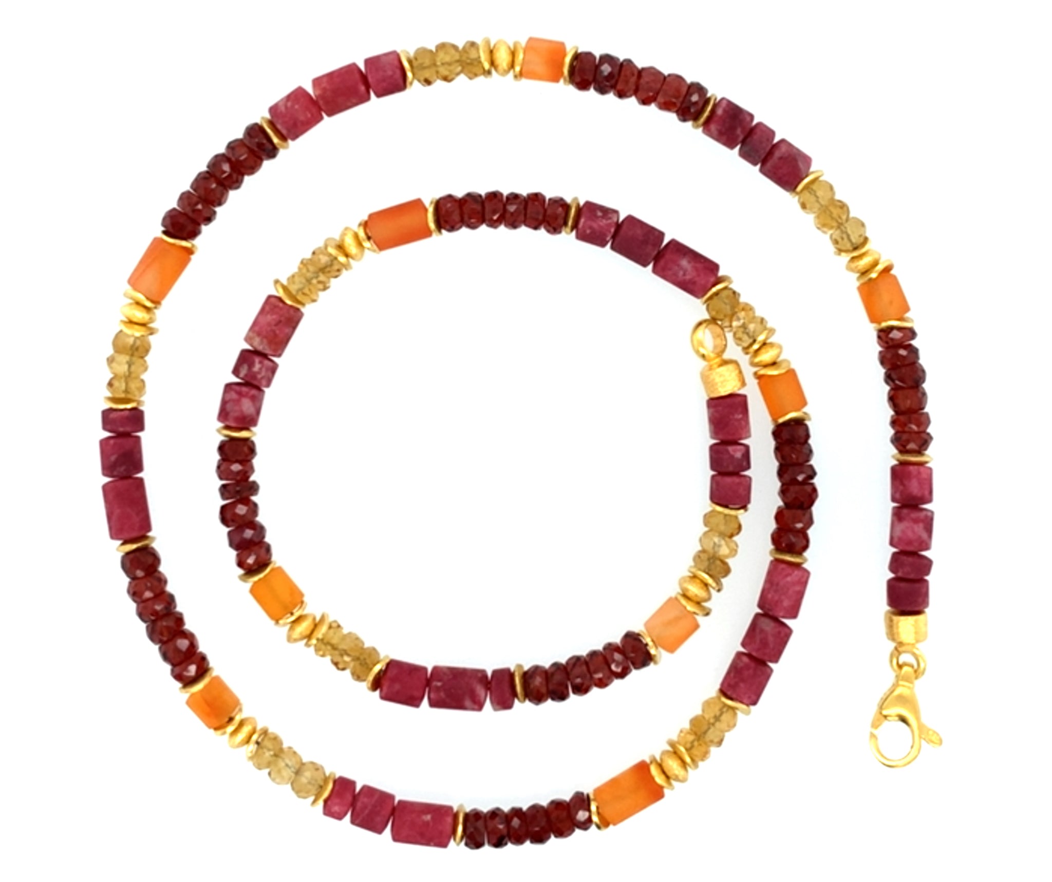 Collier Karneol Grant Citrin Silber vergoldet 999 - S78