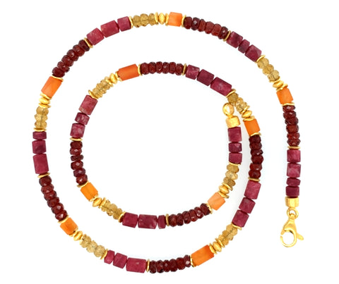 Collier Karneol Grant Citrin Silber vergoldet 999 - S78