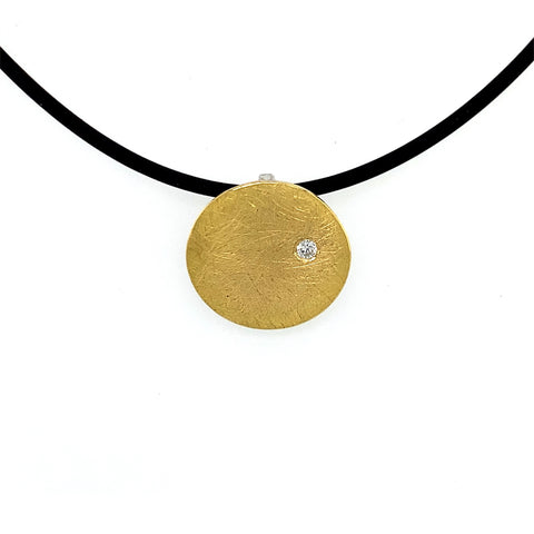 Anhänger Silber Gold 900 Ø 14mm Brillant 0.03 ct - C30