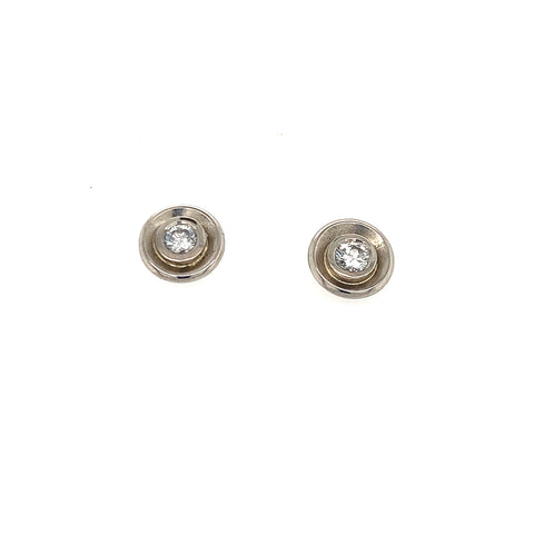 Ohrstecker Weißgold 585 Ø 8mm Brillant zus. 0.17ct - O38