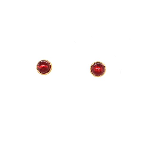 Ohrstecker Silber vergoldet 999 Ø 8mm Granat Cabochon - O89