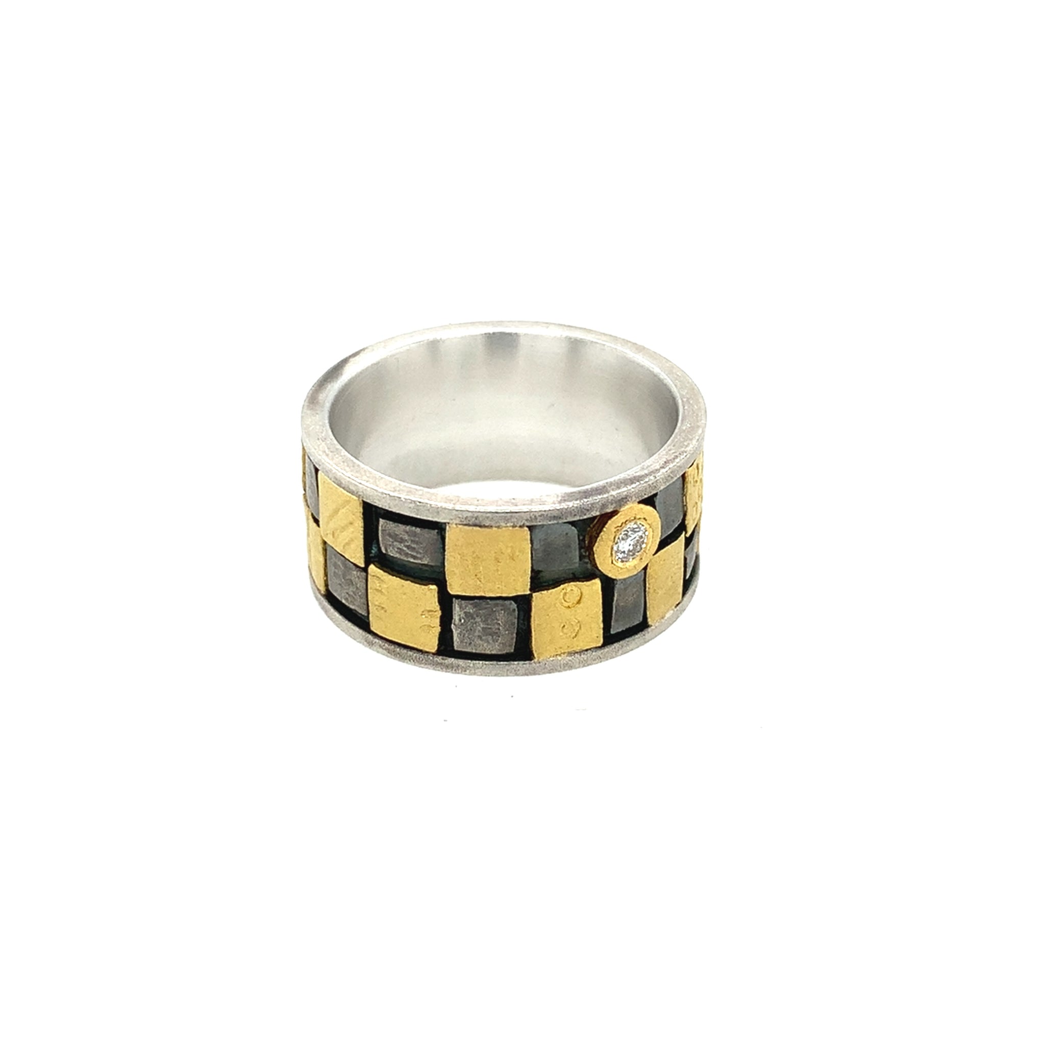 Ring Silber 925 Gold 900 Brillant 0.04ct - R36