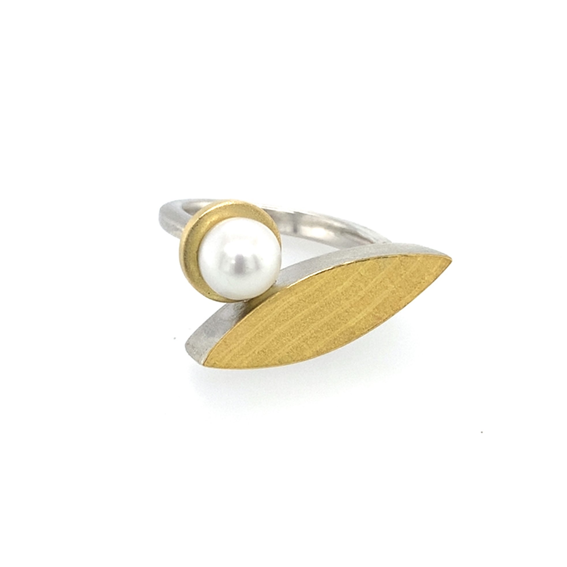 Ring Silber 925 Gold 900 Perle - R63