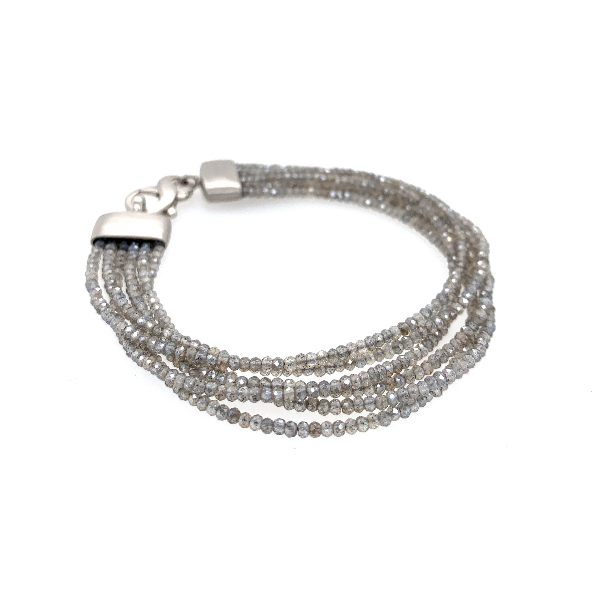 Armband Silber 925 rhodiniert Labradorit 2mm - A4