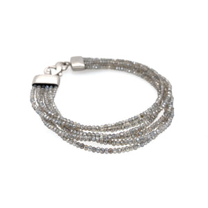Armband Silber 925 rhodiniert Labradorit 2mm - A4