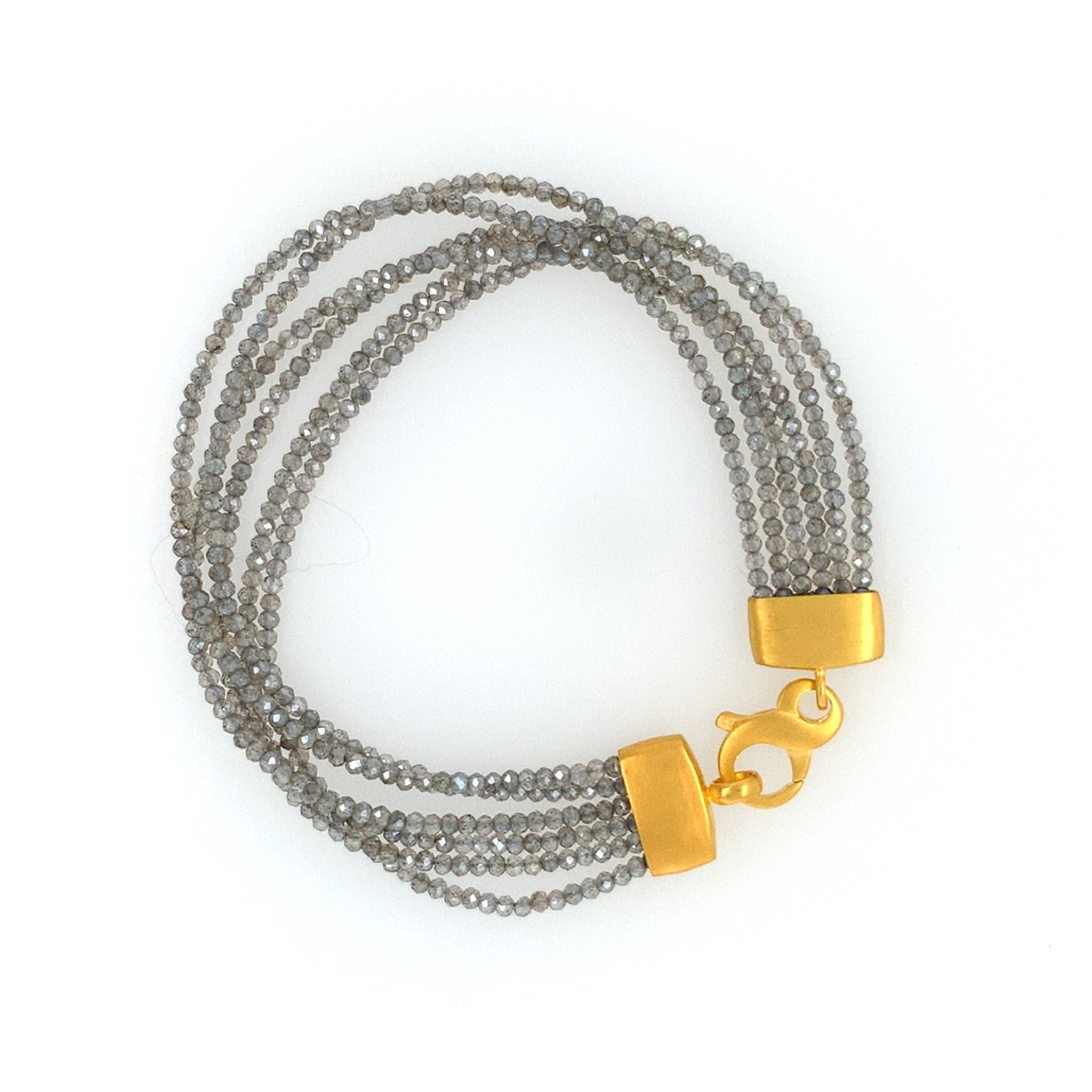 Armband Silber vergoldet 999 Labradorit 2mm - A38