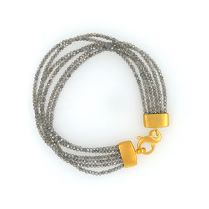 Armband Silber vergoldet 999 Labradorit 2mm - A38