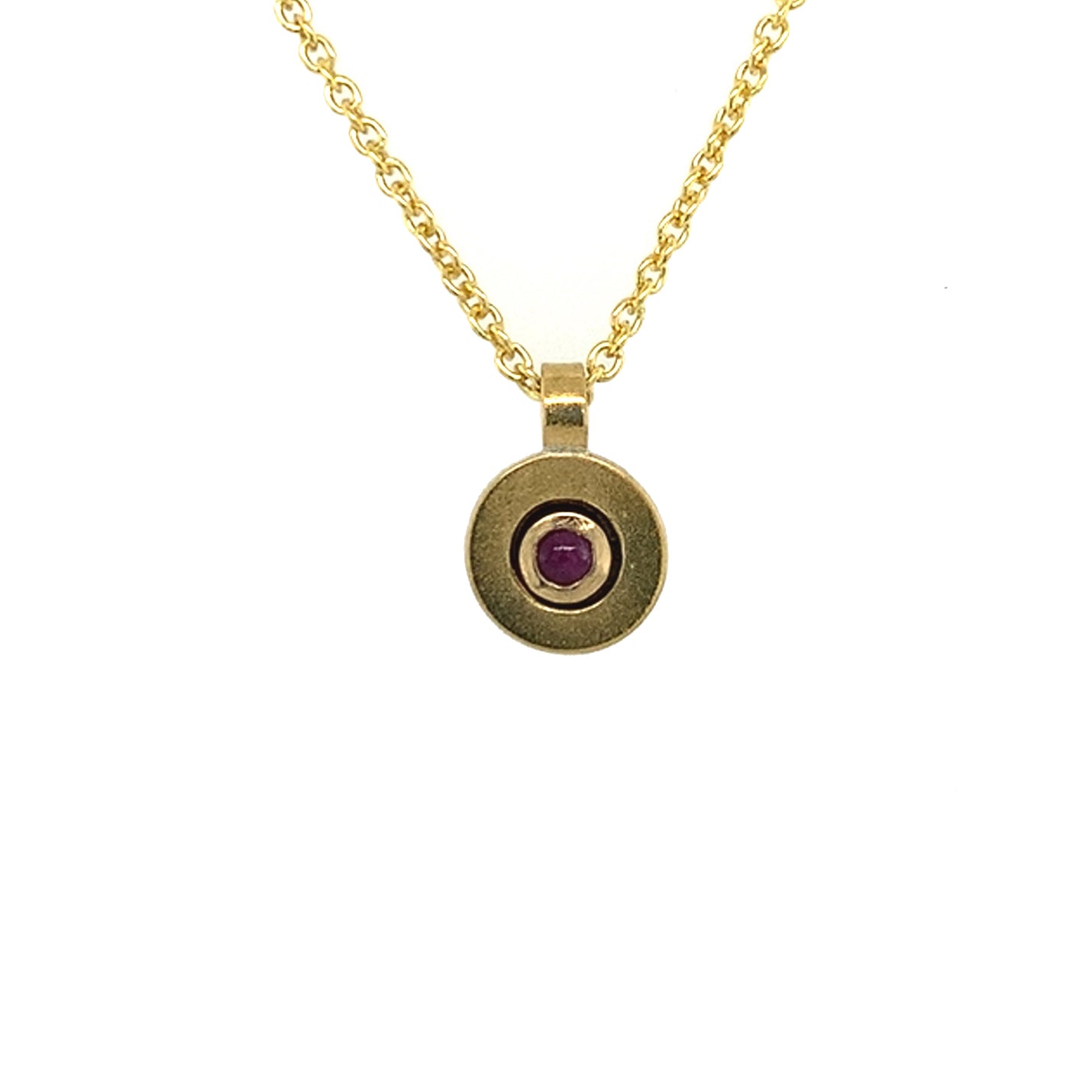 Anhänger Silber Gold 900 Ø 9mm Rubin cabochon - C13