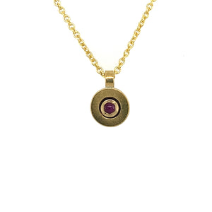 Anhänger Silber Gold 900 Ø 9mm Rubin cabochon - C13