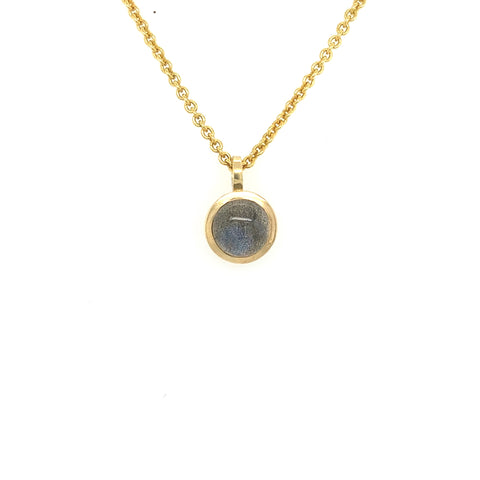 Anhänger Gold 750 Ø 10 mm Labradorit Cabochon - C38