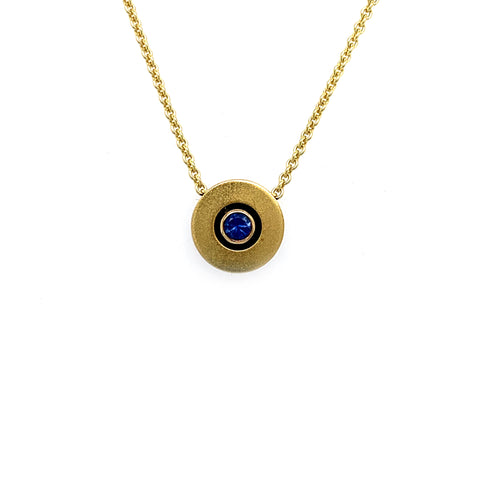 Anhänger Silber 925 Gold 750 Safir Brillant 0.02 ct - C52