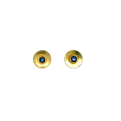 Ohrstecker Gold 750 Ø 9 mm Aquamarin facettiert - O107