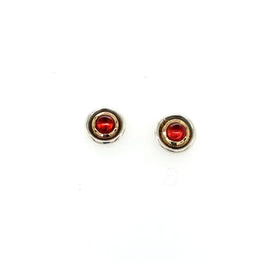 Ohrstecker Silber Gold 750 Ø 8mm Granat Cabochon - O31