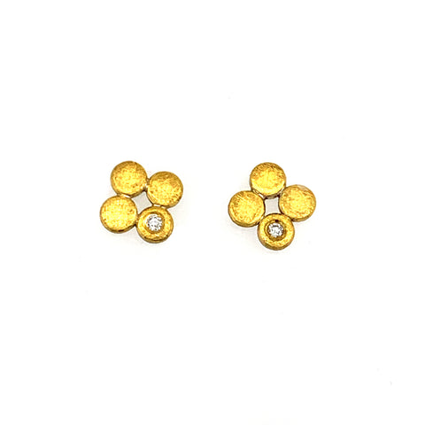 Ohrstecker Silber 925 Gold 750 Ø 7mm Brillanten zusammen 0.03 ct - O39