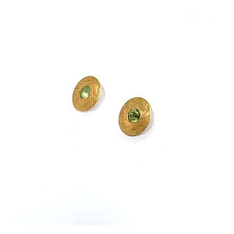 Ohrstecker Silber 925 Gold 750 Peridot facettiert - O49