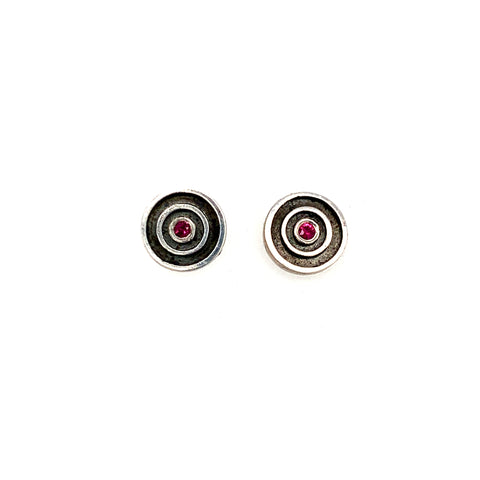 Ohrstecker Silber 925 Ø 10mm Rubin facettiert - O57