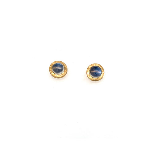 Ohrstecker Gold 750  Ø 5mm Mondstein Cabochon - O75