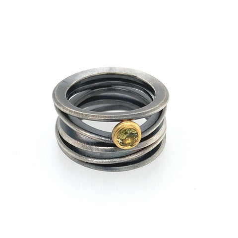 Ring Silber Gold 900 Chrysoberyll facettiert - R102
