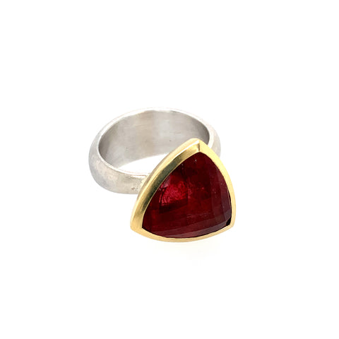 Ring Silber 925 Gold 750 Turmalin facettiert 13.6 ct - R103