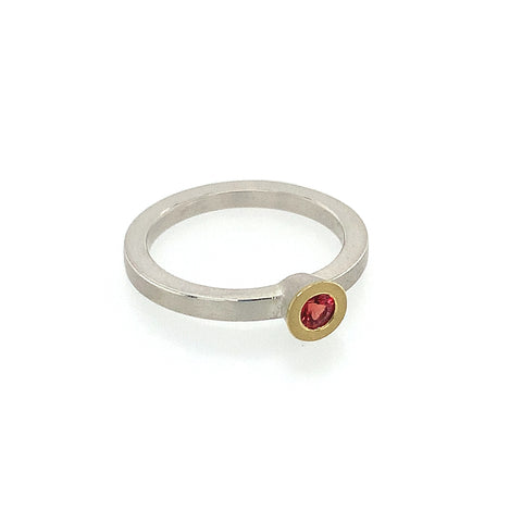 Ring Silber Gold 750 Safir facettiert - R117