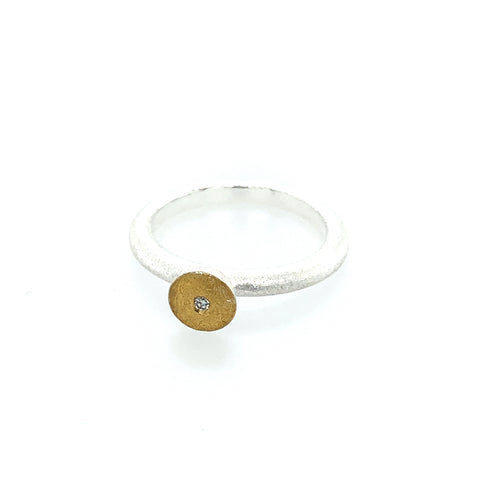 Ring Silber 925 Gold 900 Brillant 1.6 mm - R122