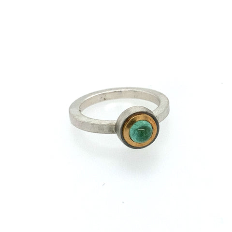 Ring Silber 925 Gold 750 Turmalin 4mm - R13