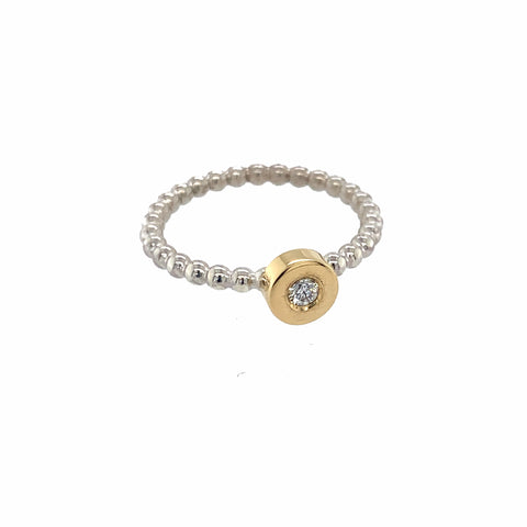 Ring Silber 925 Gold 750 Brillant 0.05 ct - R140