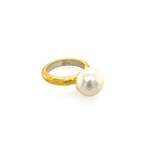 Ring Silber 925 Gold 999 Perle Ø10mm - R145