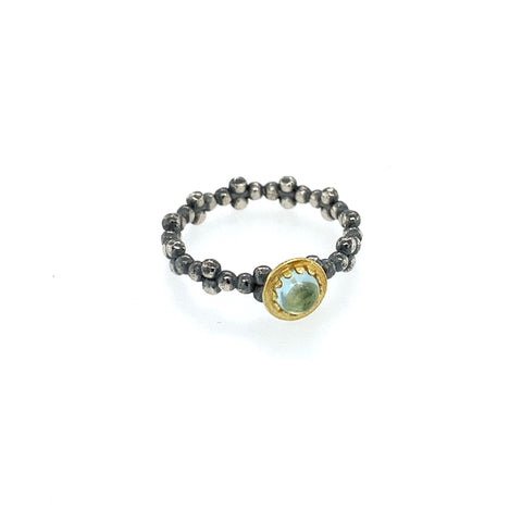 Ring Silber 925 Gold 750 Blautopas - R149