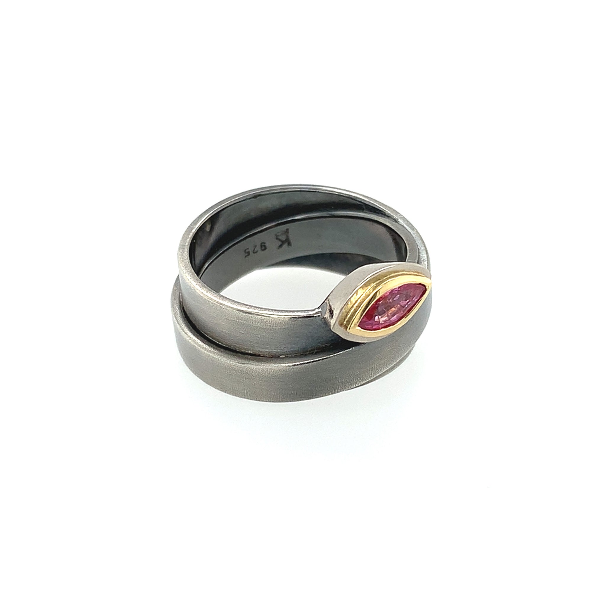 Ring Silber Gold 750 Safir facettiert 0.45 ct - R152
