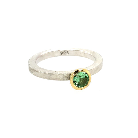 Ring Silber Gold 750 Tsavorit facettiert 0.27 ct - R153