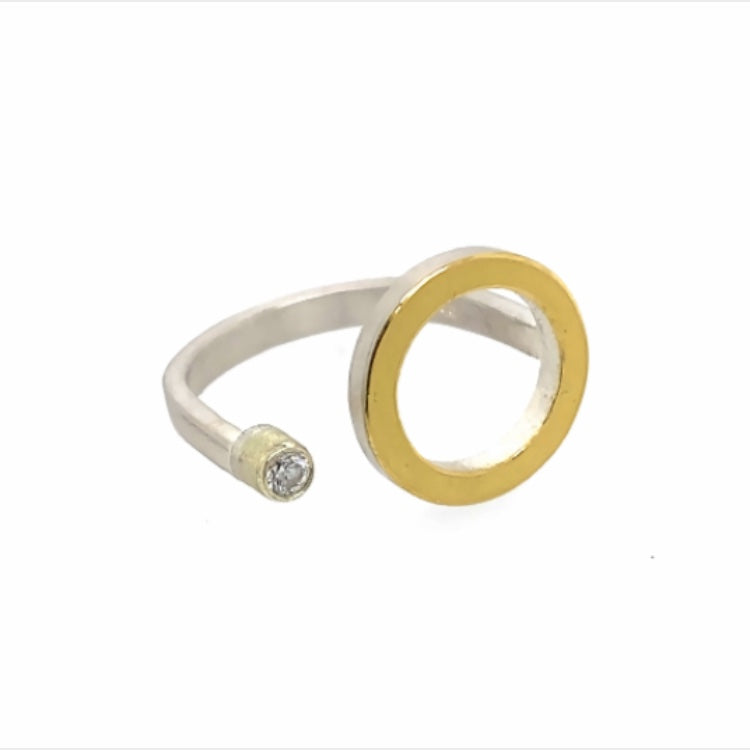 Ring Silber Gold 750 Brillant 0.1 ct - R156