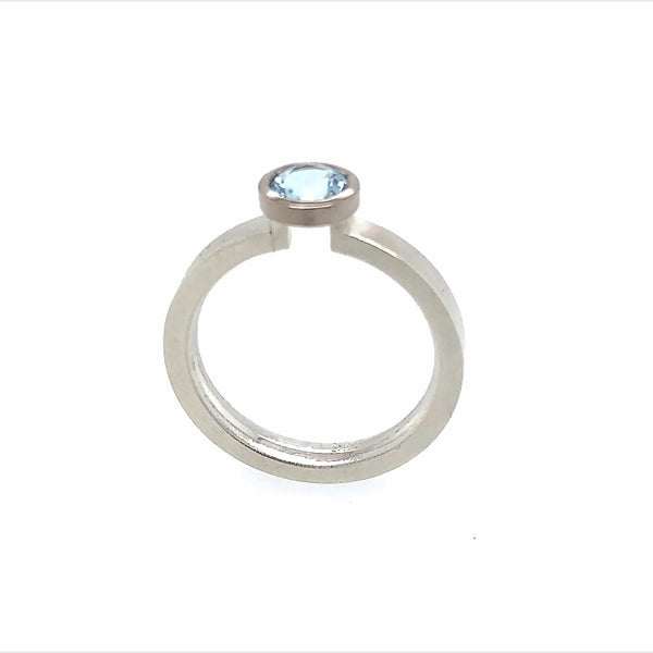 Ring Silber Weißgold 585 Aquamarin Ø 5mm - R157
